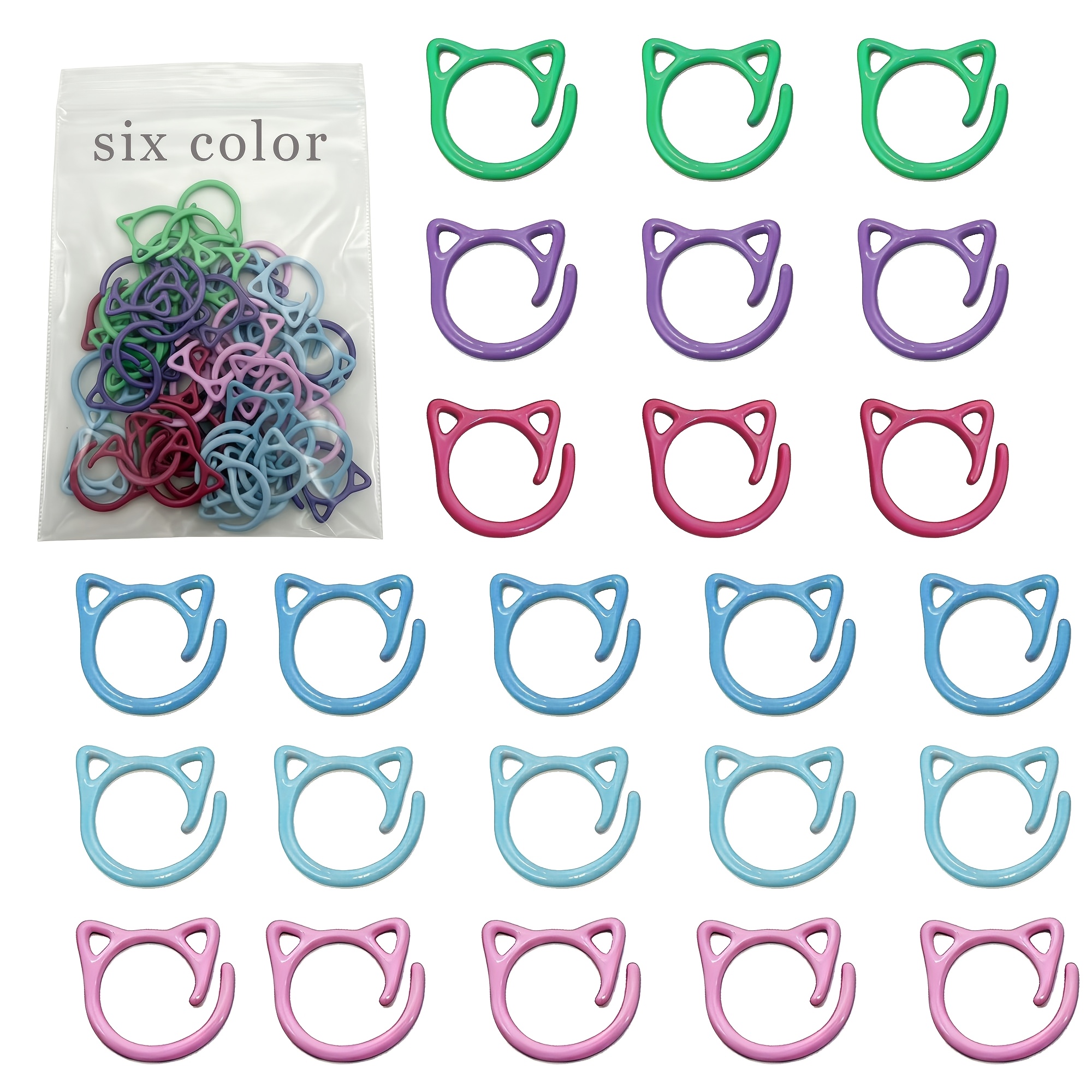 TEMU 24-66pcs de Marqueurs de de Chat pour Crochet, Marqueurs de en Métal pour Tricot, Anneaux de Marqueurs de Crochet, pour Tissage Fournitures de
