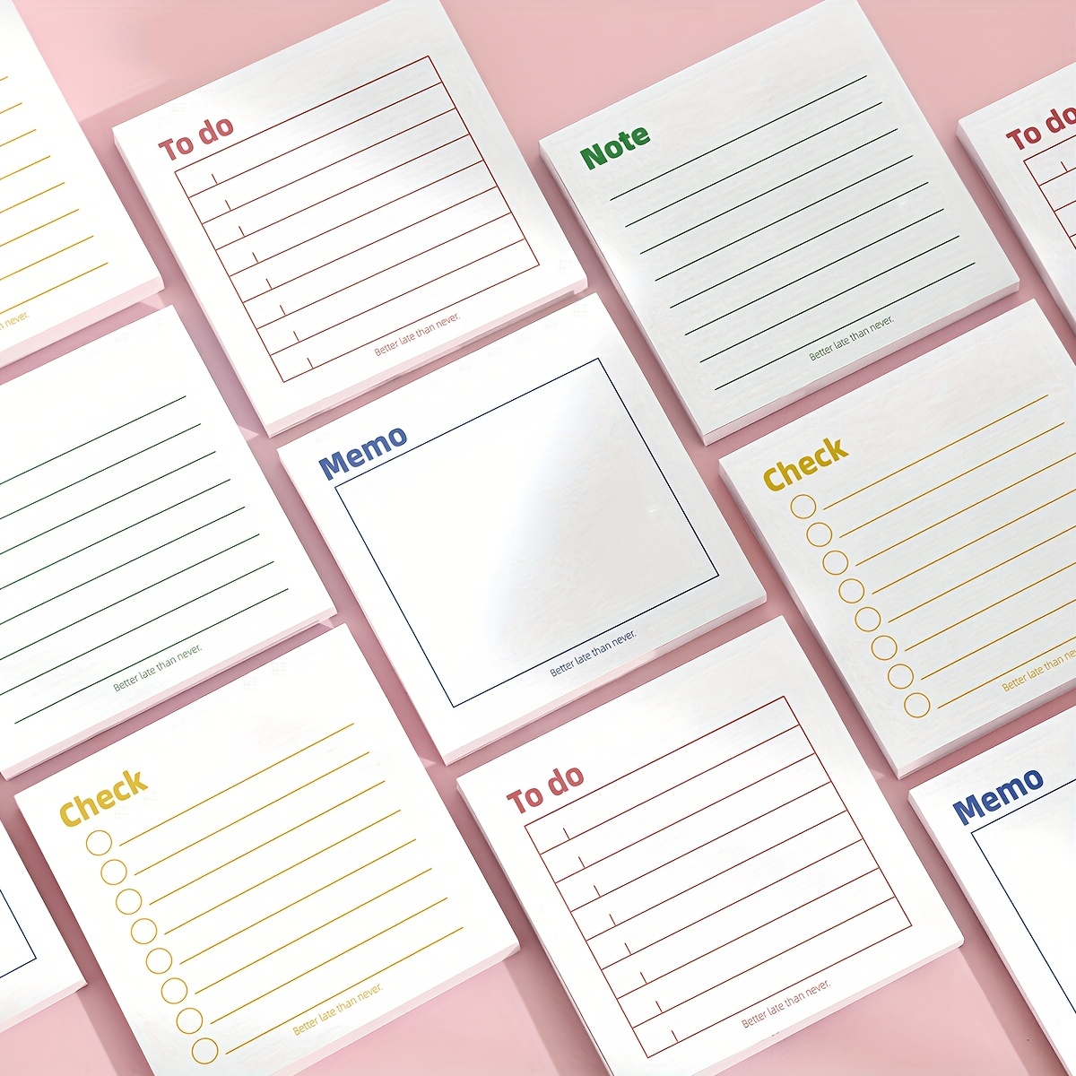 Self-Sticking Note Papers Set, High-Adhesive Productivity Planner Pads