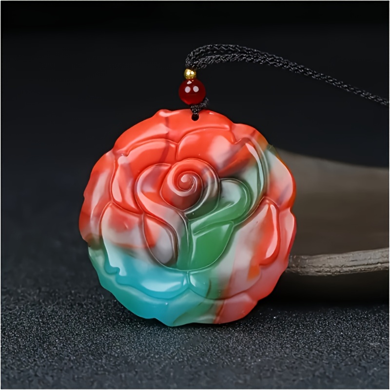 Elegant Large Rose Pendant Necklace in Vibrant Colours