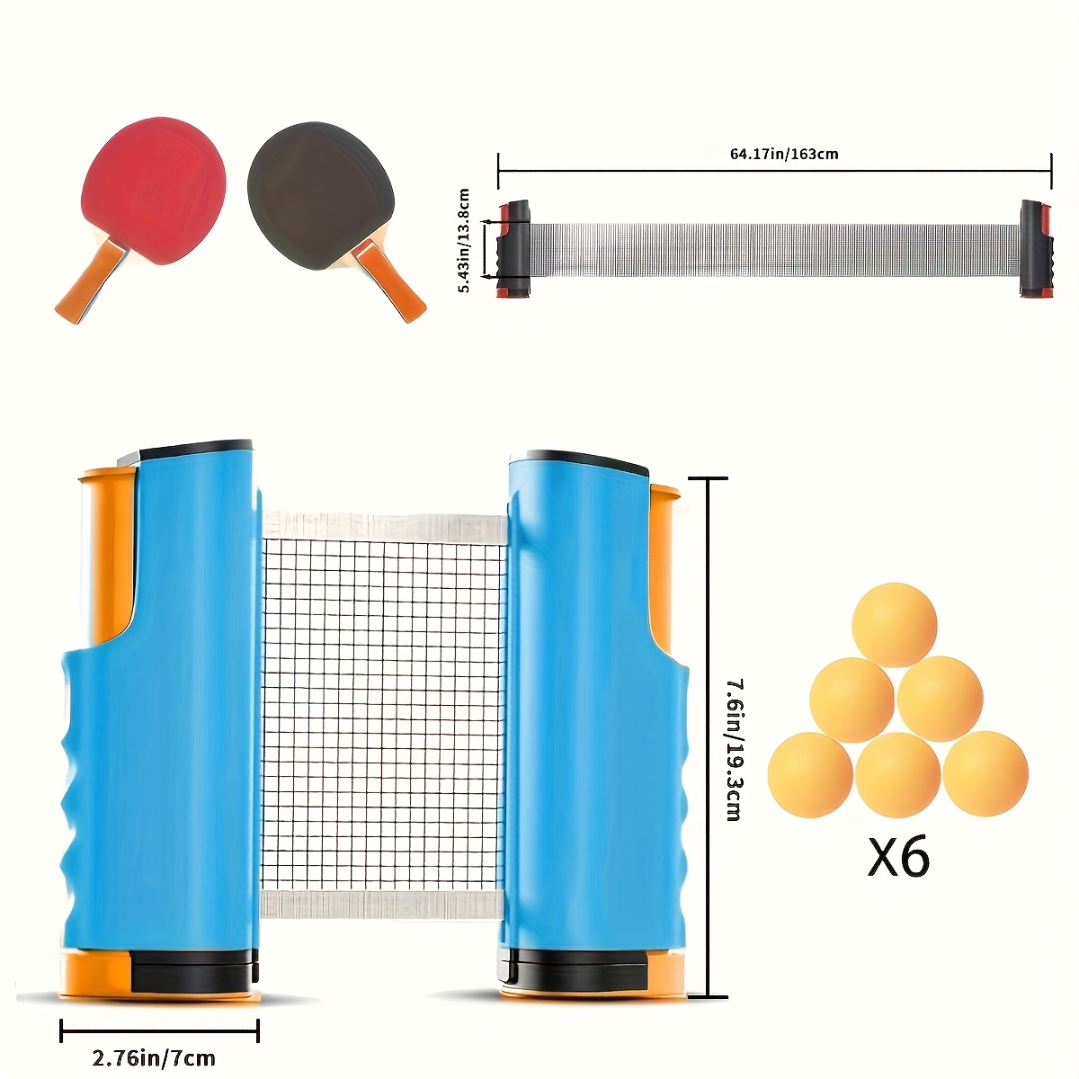 Table Tennis Net Set with Paddles and Training Balls, Portable Setup