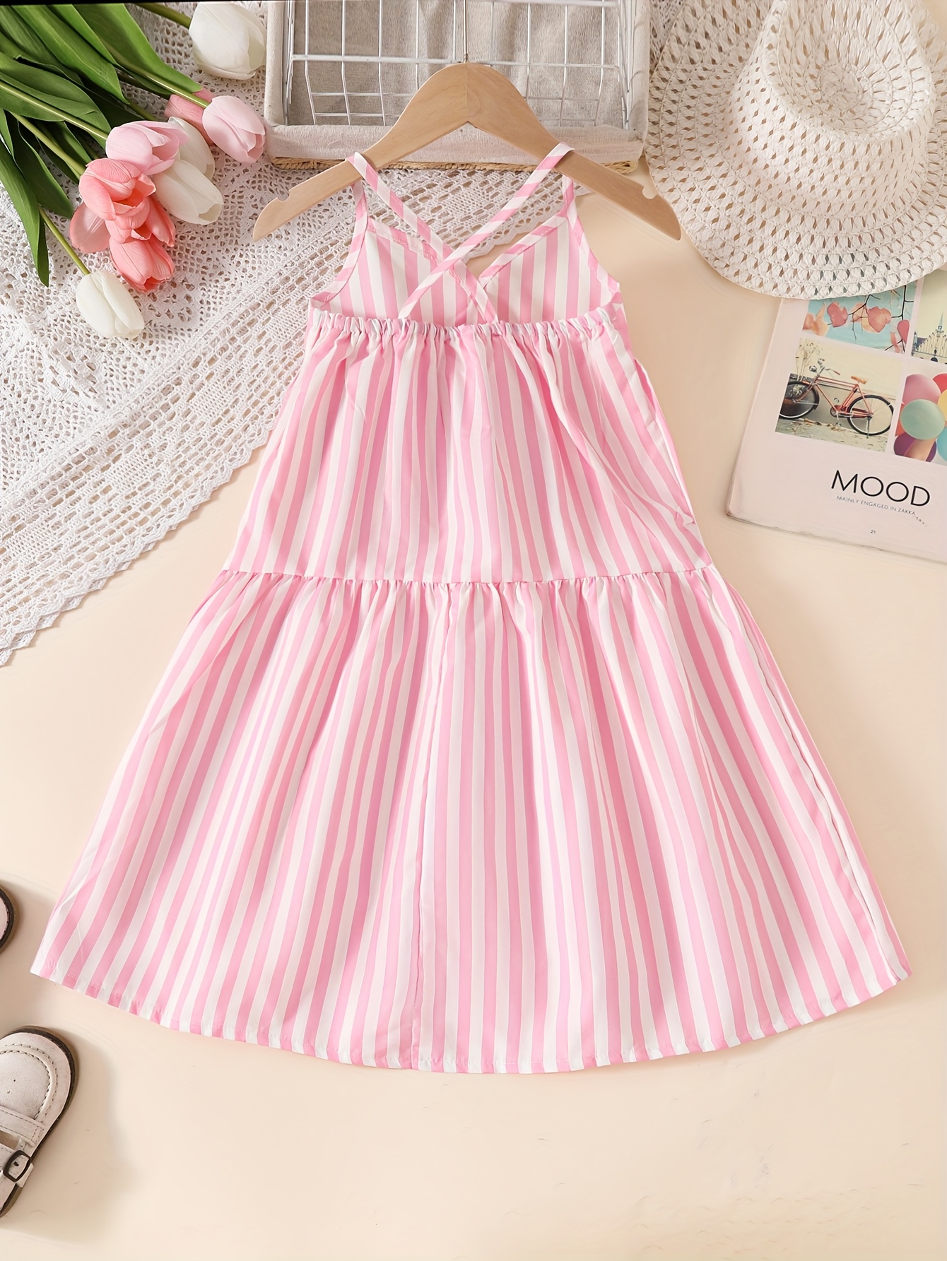 2025 Summer * And White Vertical Stripe Dress, Casual Vacation, Travel  Vacation [' Dresses]