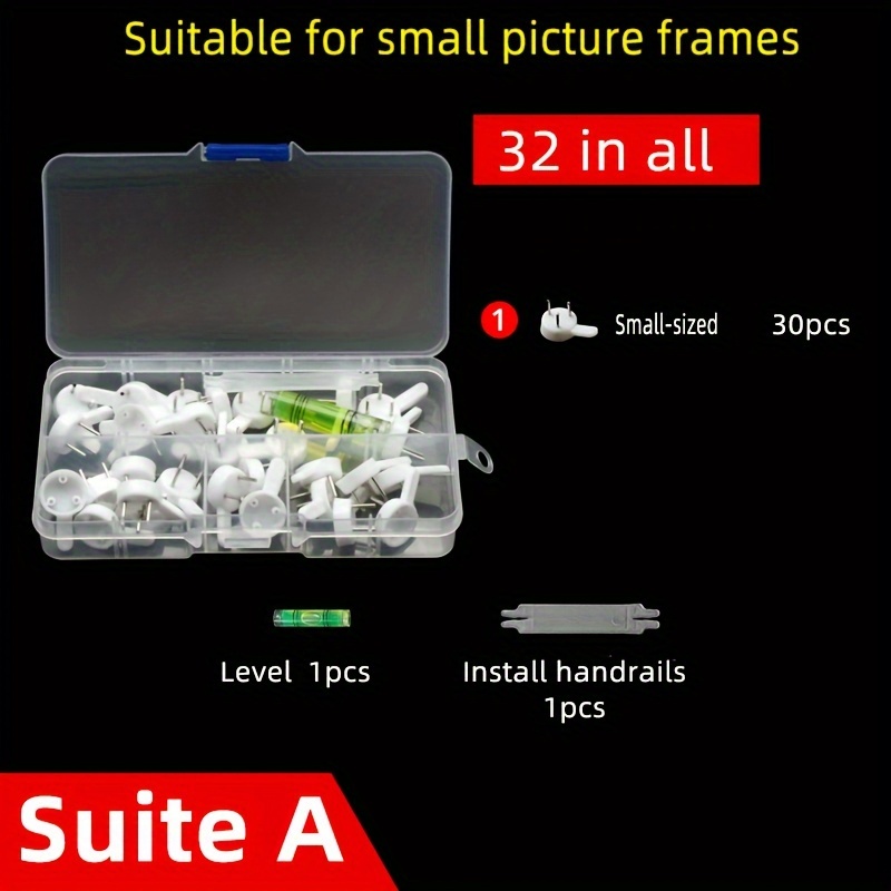 32pcs Photo Frame Wall Nails Picture Wall Hook Seamless Nails Picture Frame Nails Wall Hanging Wedding Photo Hook, Utility Hooks