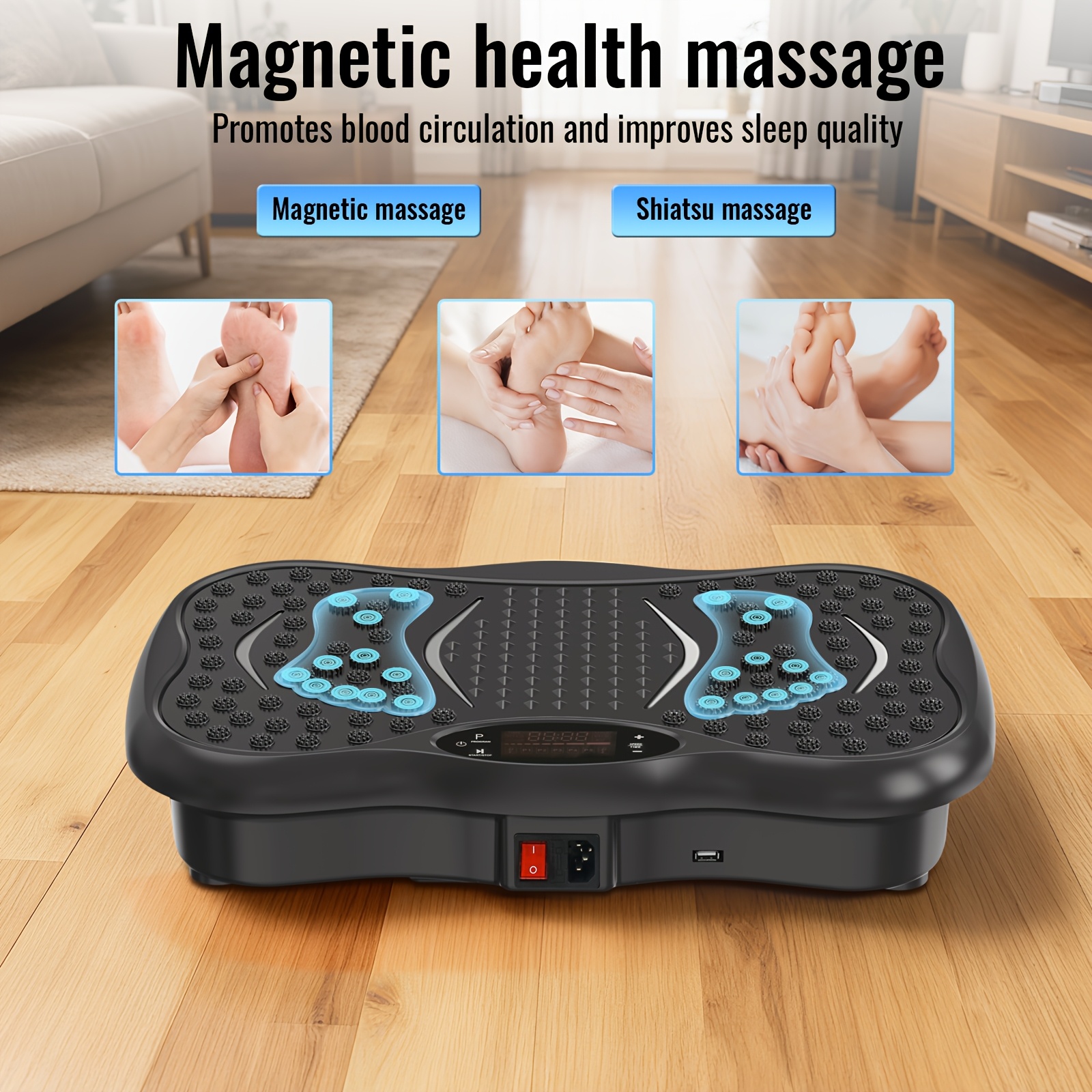 Image of Vibration Plate Exercise Machine, Whole Body Workout Vibration Fitness Platform With Resistance Bands, 99 Speed Levels & 5 Auto , Equipment For Weight Loss & Muscle Toning, 450lbs