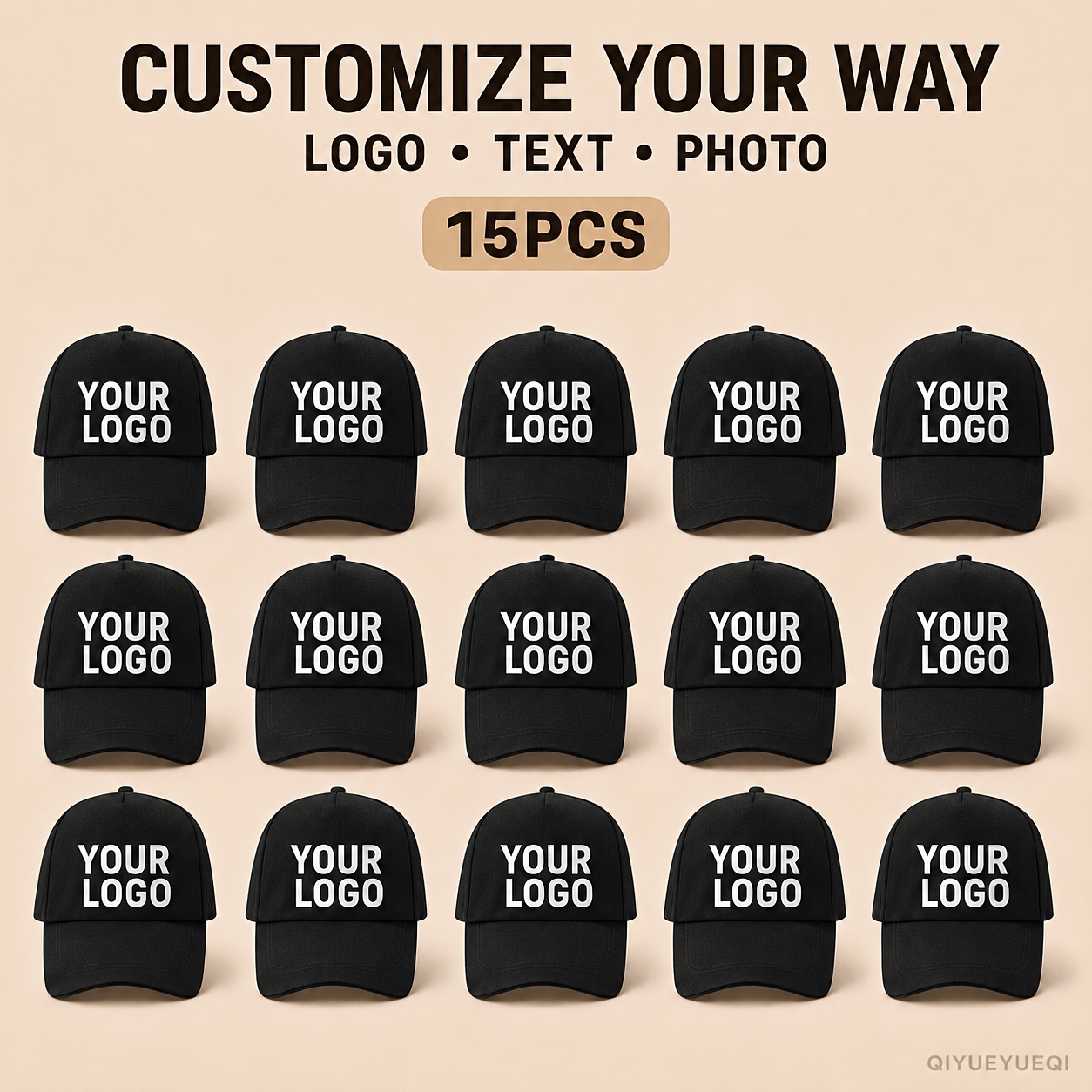 15pcs Personalized Custom Baseball Caps, Adjustable Snapback