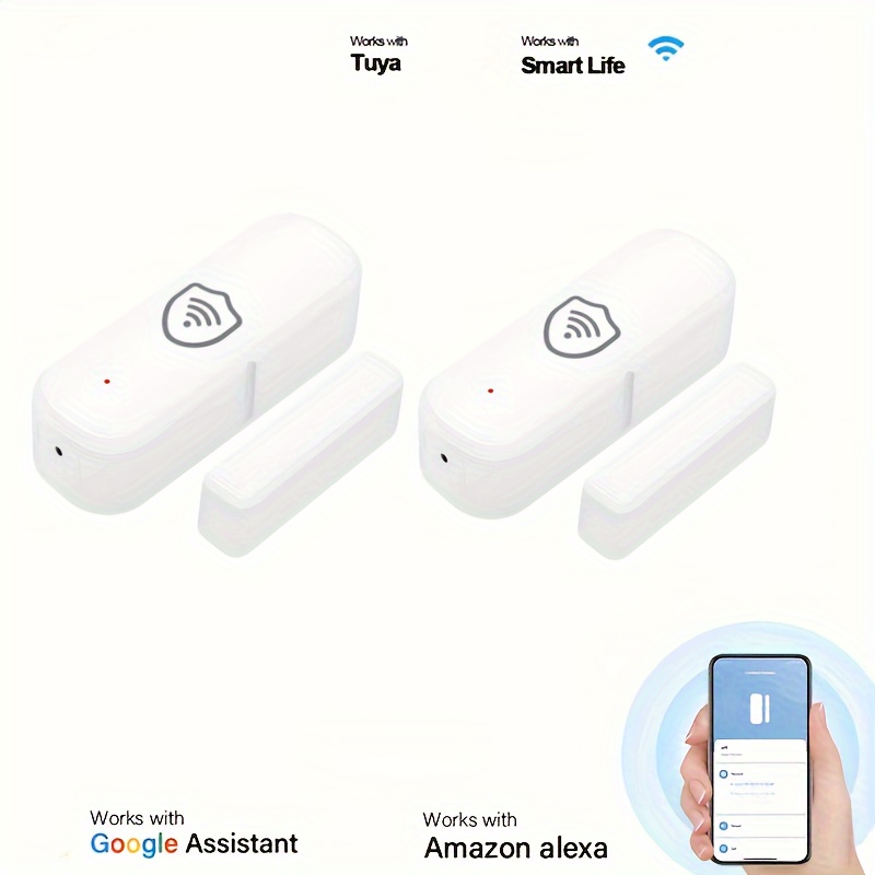 Smart Wifi Door And Window Sensor, 2 Pack, Real-time Wireless Smart Magnetic Door Sensor Window Alarm Smart Scene Sensor Child Safety Pool Alarm, Home Pet Detector Safety Alarm Compatible With