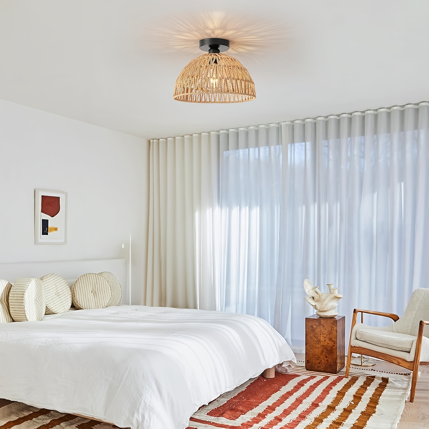 Unique Handwoven Hemp Rope Ceiling Light