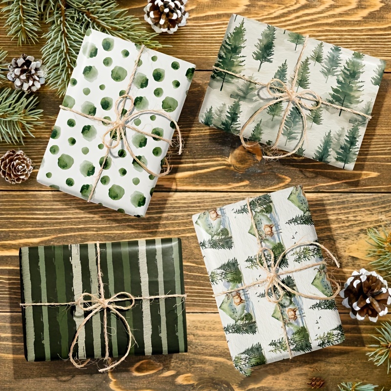 

Set Of 6 & Reindeer Themed Gift Wrap Paper - Mixed Color, Paper Material, Nature-inspired Holiday Wrapping Sheets With Design, Christmas & - No Accessories Included