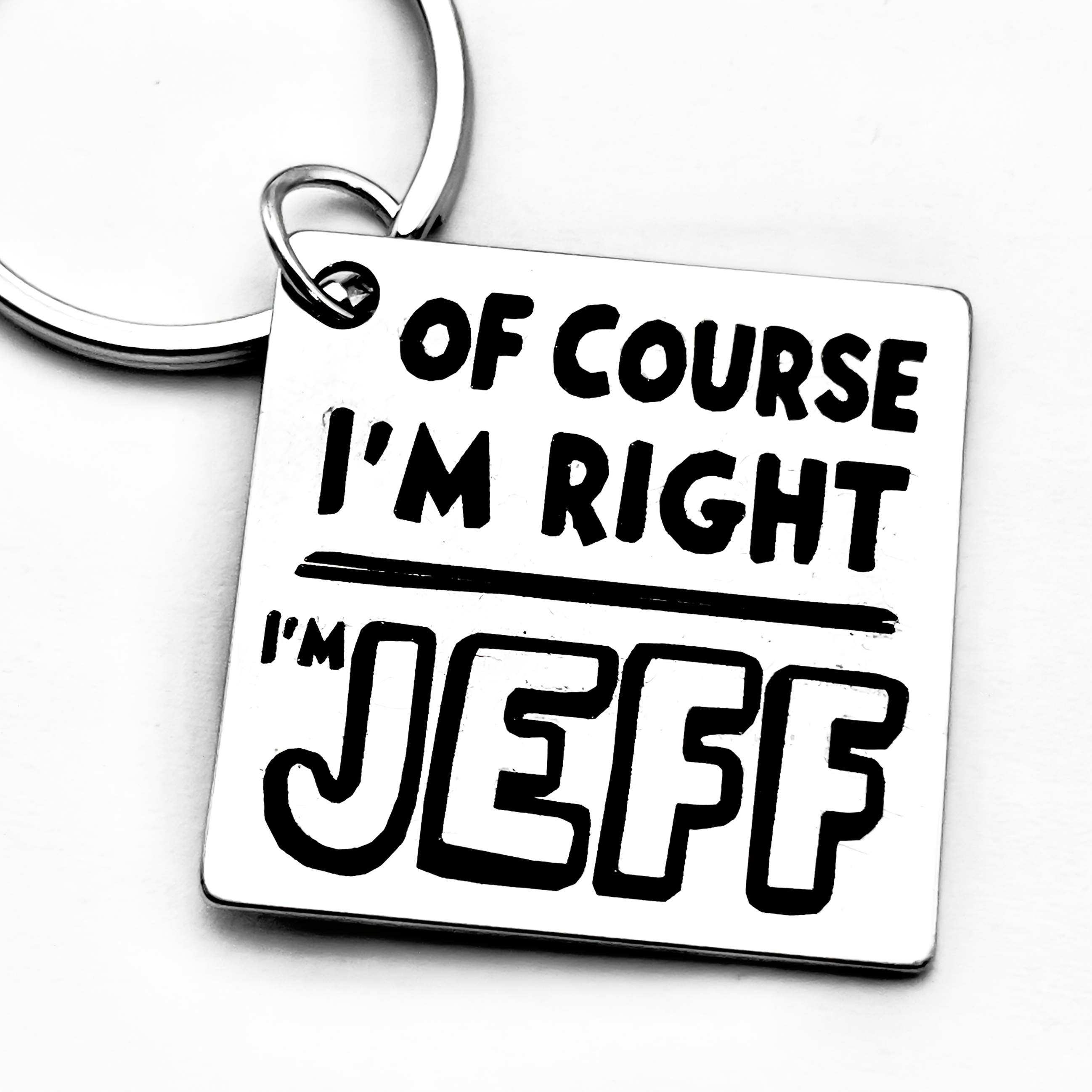 TEMU I'm Right, I'm Jeff. Interesting Gift Idea: Engraved Stainless Steel Keychain - A Minimalist Personalized Accessory, Elegant Vintage Fashion, An Ideal Gift For, Perfect For Birthdays