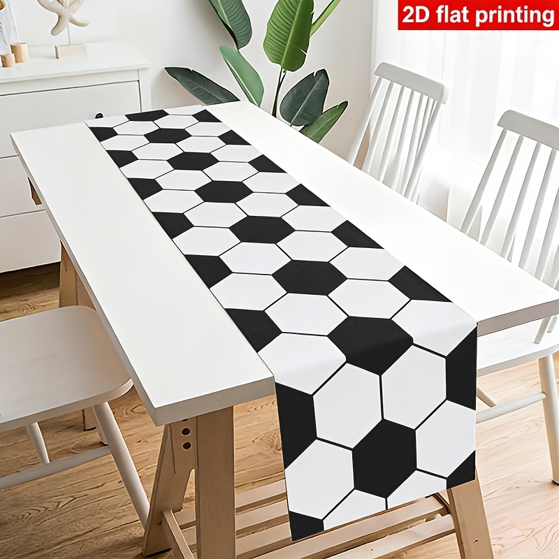 Image of 1 Soccer-themed Table Runner, Measuring 71in X 14in, Happy Birthday Table Runner, Soccer-themed Party Decoration, Sports Event Tablecloth