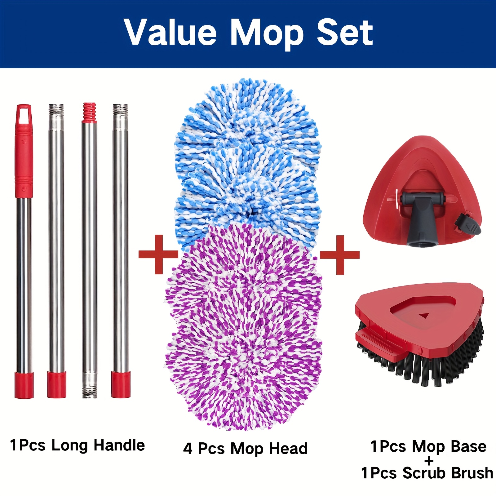   complete spin mop brush replacement kit compatible with     2       handle   base scrub brush bucket not included     removable combo set details 9