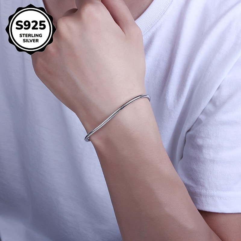 925 Sterling Silver Snake Bone Bracelet for Couples