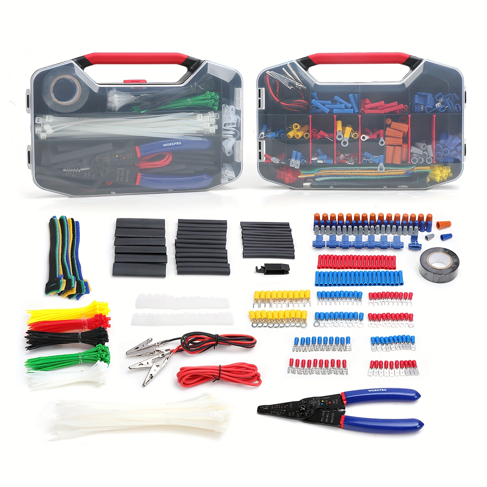 

Workpro 582-piece Crimp Terminals, Wire Connectors, Heat Shrink Tube, Electrical Repair Kit With Wire Cutter Stripper