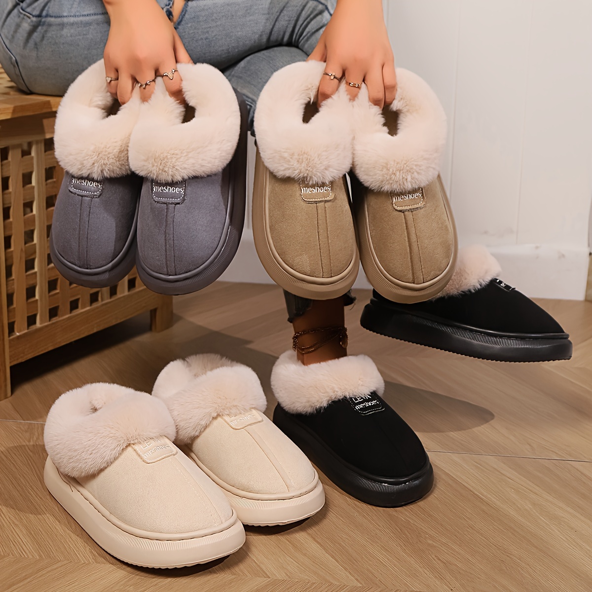 

-lined Slippers For Women - Soft, Warm Indoor Shoes With Non-slip Eva Sole, All