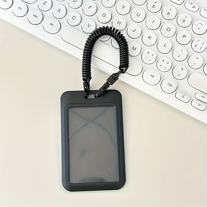 

Men's Sleek Black Card Holder With Cord - Plastic,