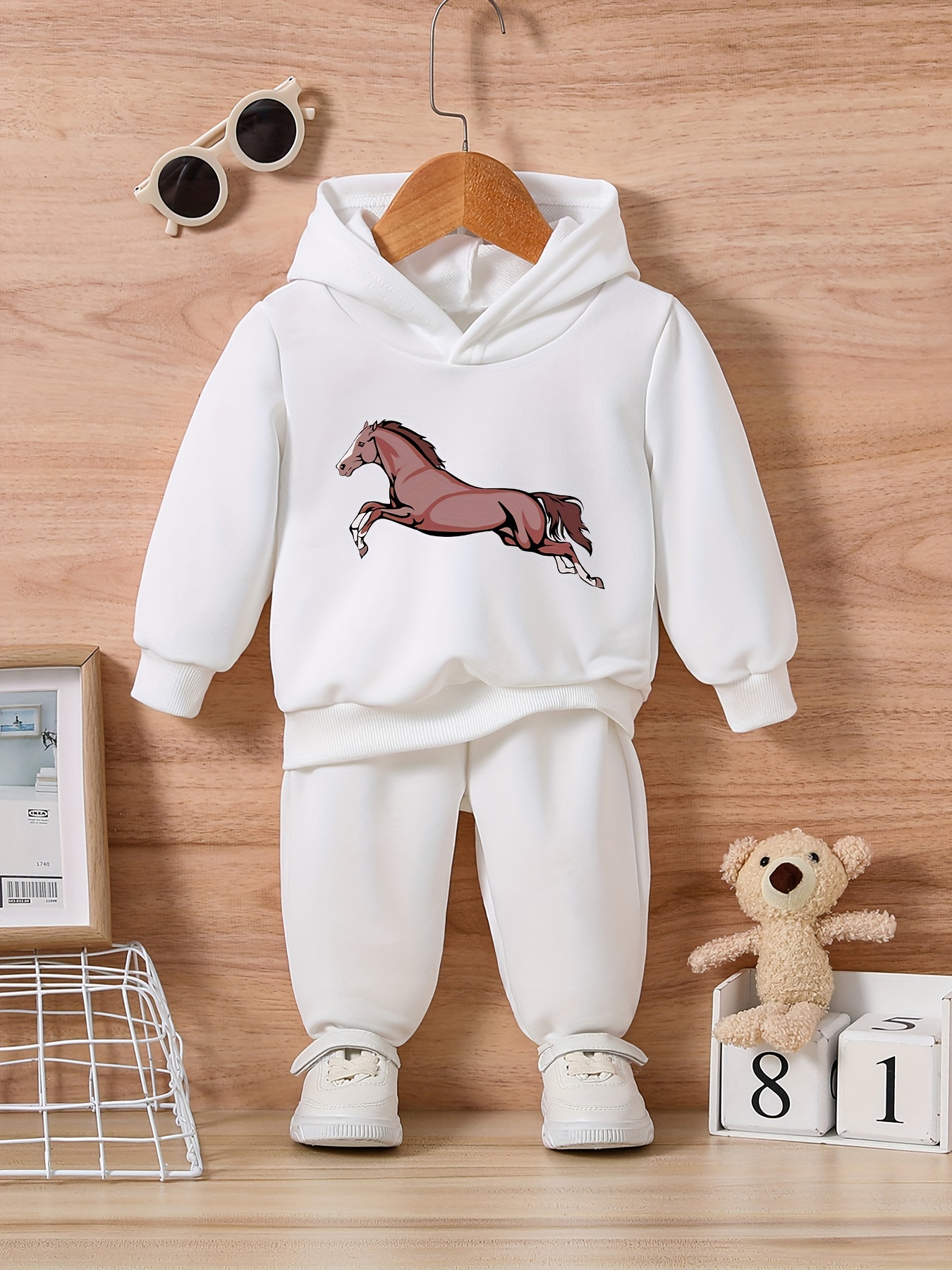 boys' cozy cartoon horse hoodie sweatpants set casual Temu Germany