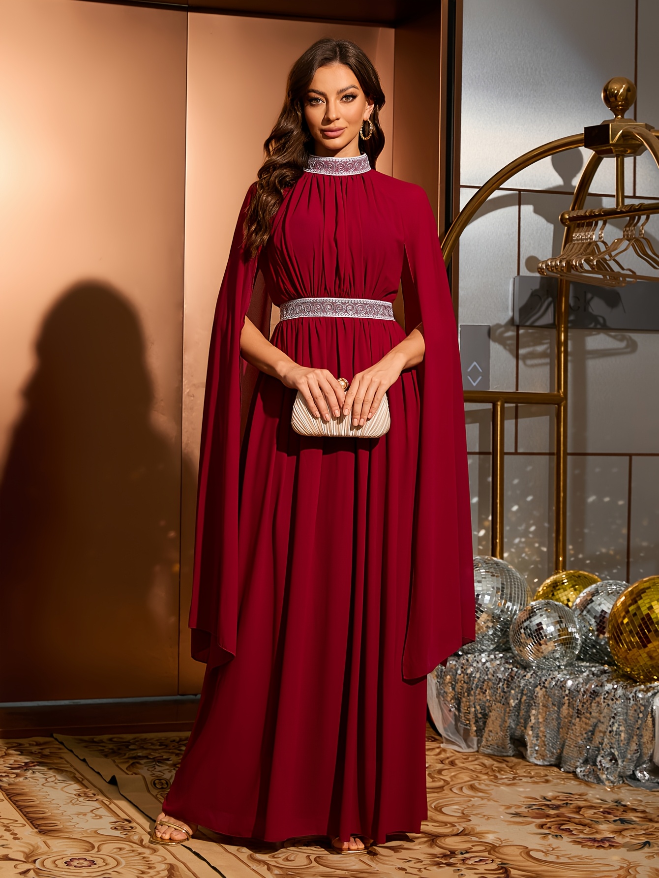 elegant bridesmaid dress extra long sleeves a chiffon - Temu Oman