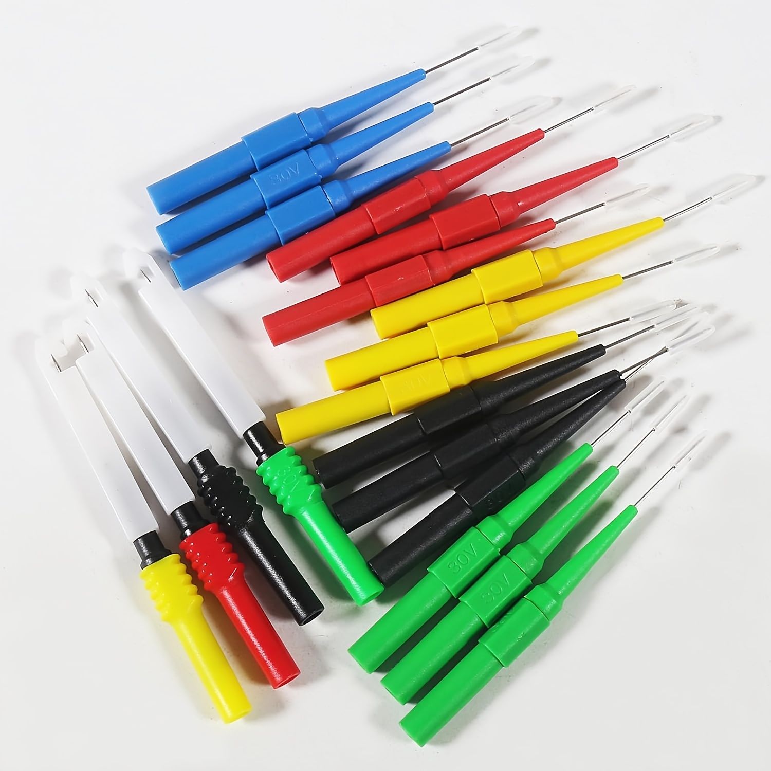 TEMU 19pcs Multimeter Test Probe Kit - 15 X 0.7mm Test Probes And 4 Insulated Wire-through Probes For Multimeter Banana Plug Sockets, Automotive