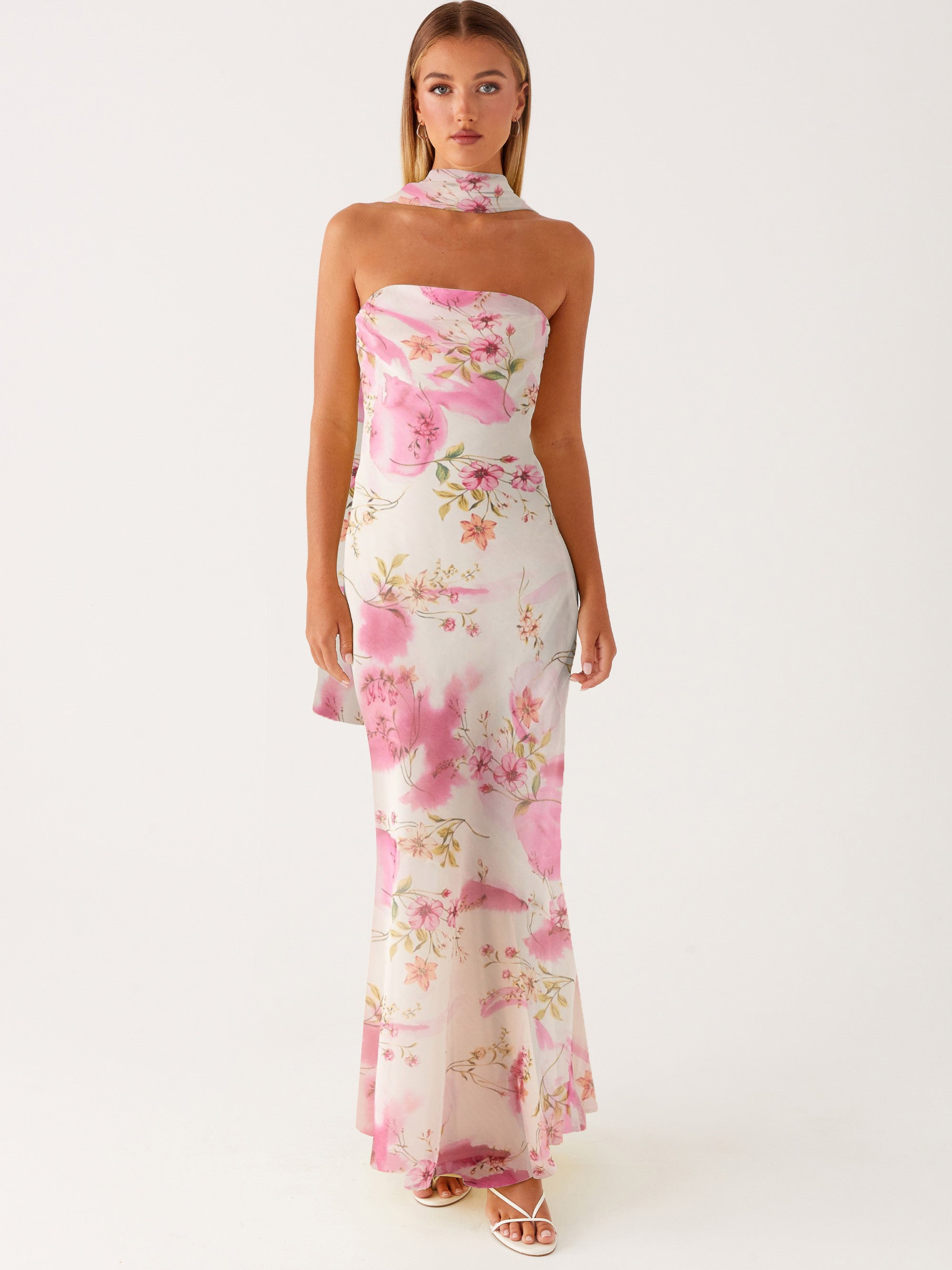 floral strapless maxi dress a twist stand in style - Temu
