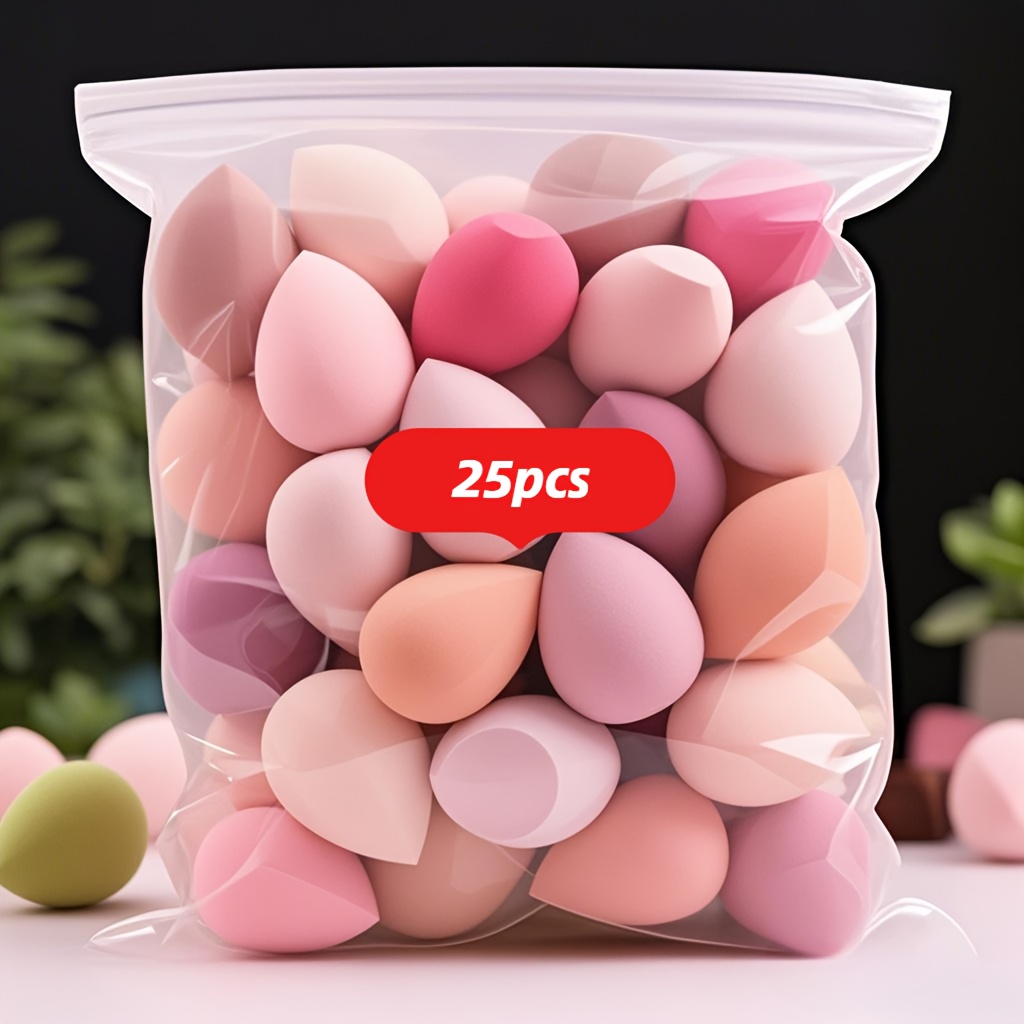 TEMU 20/ 25pcs Non-absorbent Makeup Sponges, Angled Beauty Blenders With Case