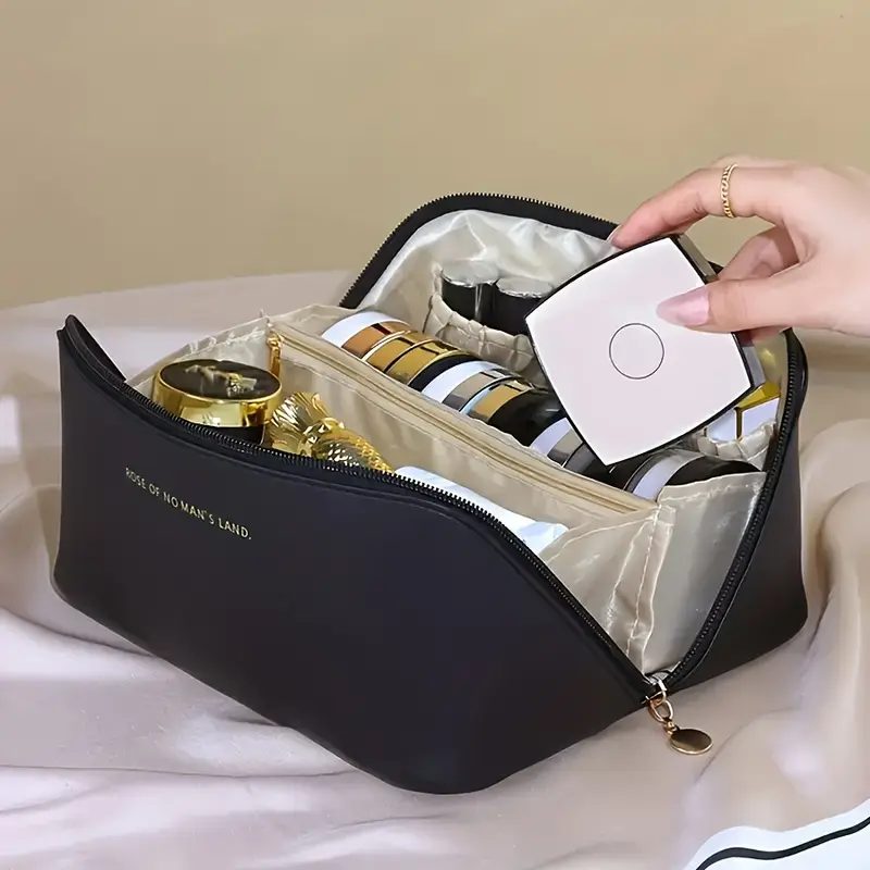 capaciteit kunstleren reisorganizer tas - draagbare cosmetica koffer met vakken voor en dochter, ideaal voor toilettas , perfect cadeau voor kerstmis, halloween, thanksgiving, beste voor kerstmis, perfect voor thanksgiving details 3