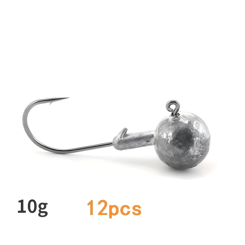 TEMU Confezione da 12 ami da pesca con testa piombata, esca anti-sfondamento, versione , amo per pesca con bocca a T per morbidi, amo per