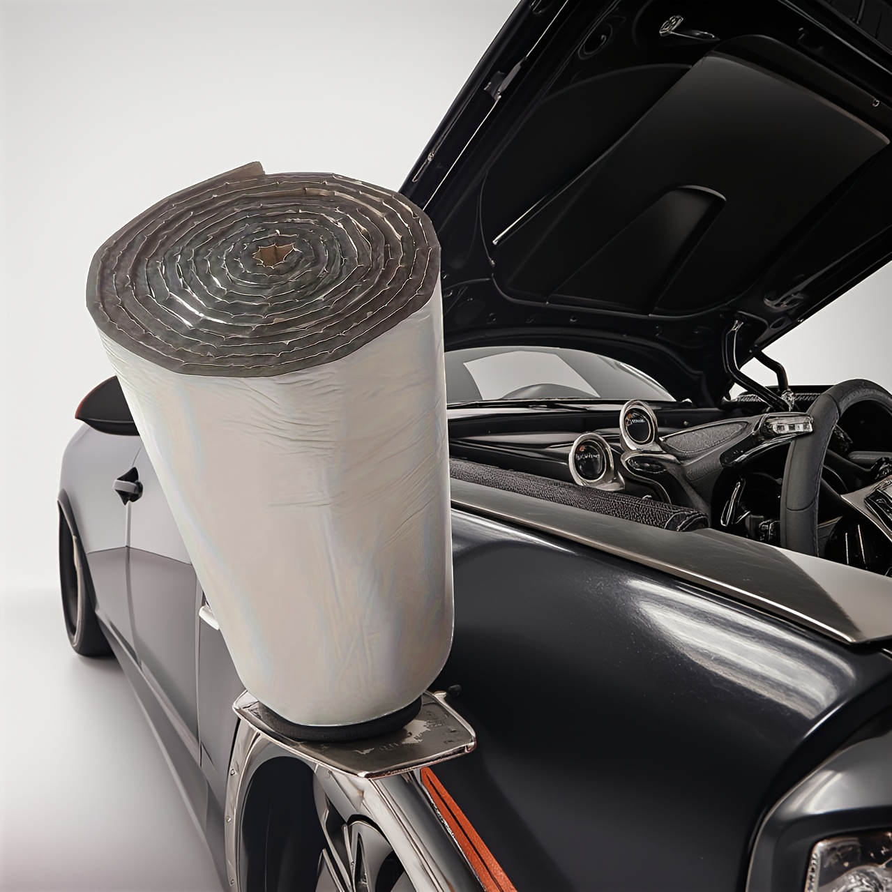 E-shop Leistungsstarke Schalldämmung, Selbstklebende Aluminiumfolie Auto-Isolierschaum 5mm Dicke 50x300cm DIY-Schnitt Tür Motorhaube Boden