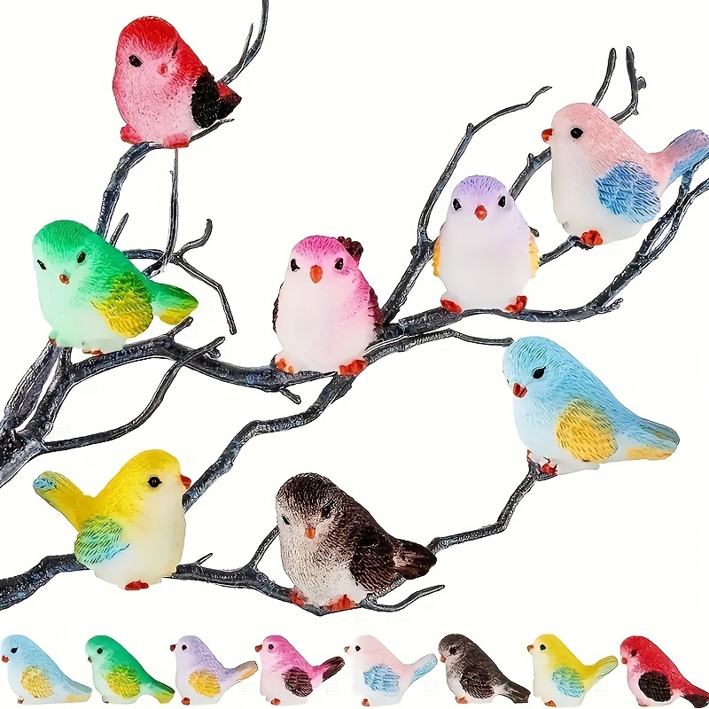 

8pcs Statue, Simulated Resin Small Animal Bird , Desktop Car Decoration, Home Office Decoration, Garden Diy Garden , Decoration, Garden Lawn Home Decoration