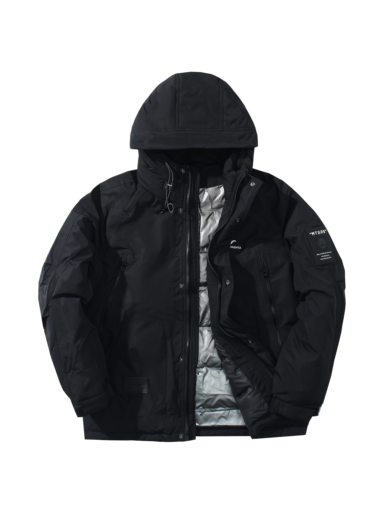 Men's Padded Hooded Down Jacket for Outdoor Hiking