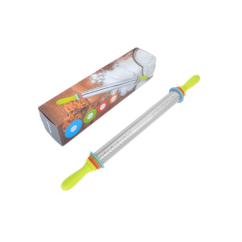 TEMU Boîte de Couleur Rouleau à Pâtisserie en Acier Inoxydable 430 de 17 Pouces à Épaisseur Réglable