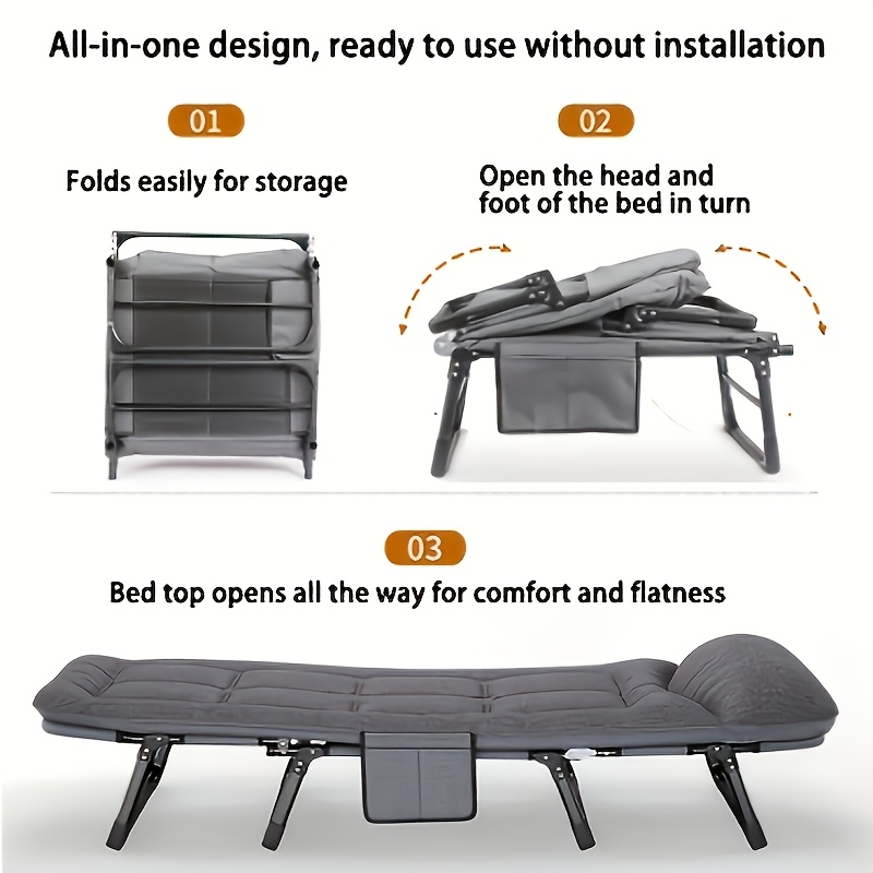 2026 new model courtyard recliner   adjustable headrest folding bed with additions reinforced thickened   nap recliner portable single bed for outdoor camping chair courtyard party furniture