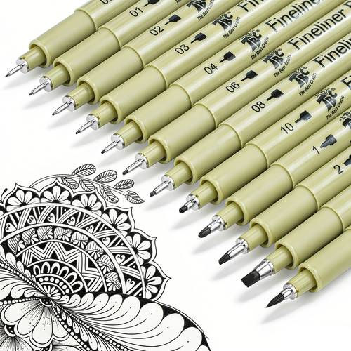 12 pack technical pens black high quality pigment ink quick dry no bleed fade resistant fine point art pens for sketching anime watercolor drawing journaling