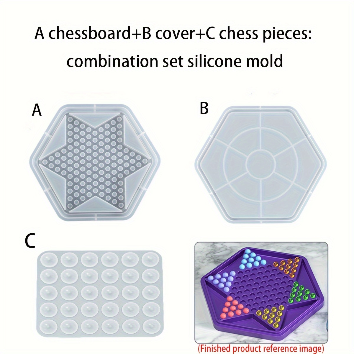 

Diy Chess Set Silicone Mold Kit - Crystal Resin & Gypsum Casting For Creative Checkerboard, Box & Pieces