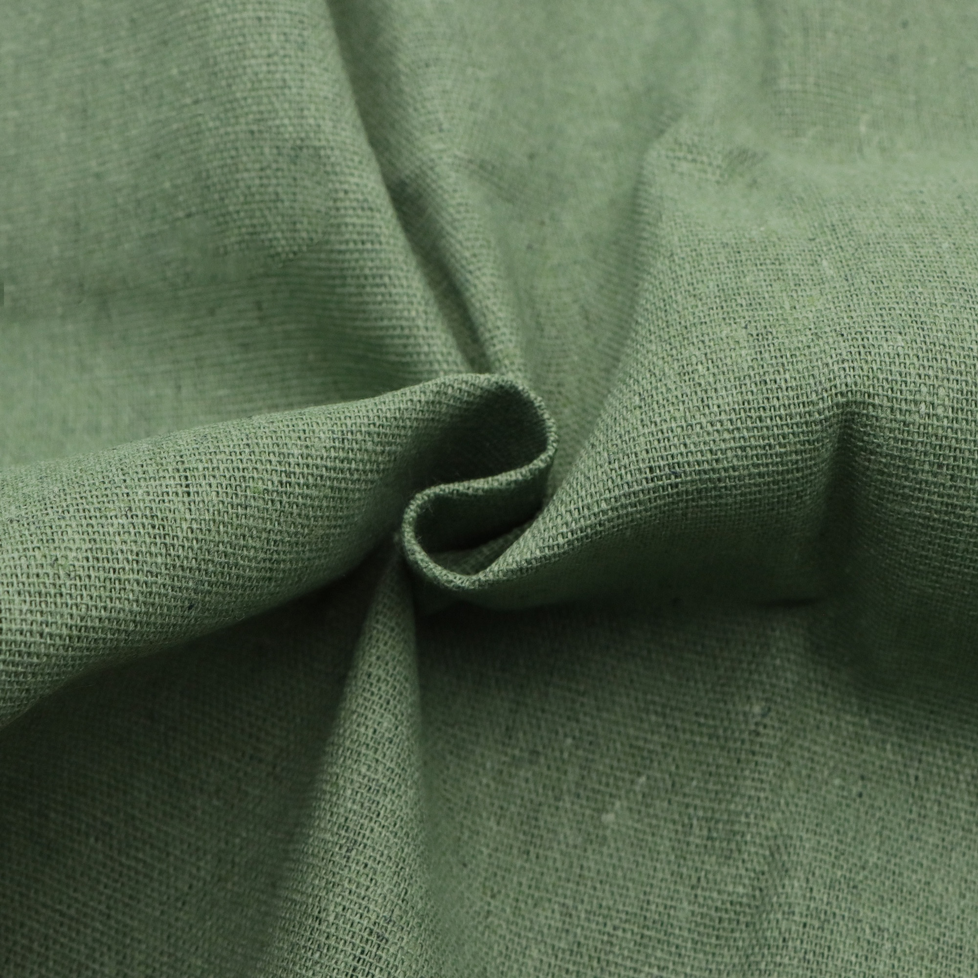 Image of 1pc Green Color Linen Cotton Fabric Solid Color -59x19.68inch(150x50cm) For Sewing & Crafts - Pre-cut, Solid Color, Hand Wash - Ideal For Projects, Bags, Embroidery, And Tablecloths