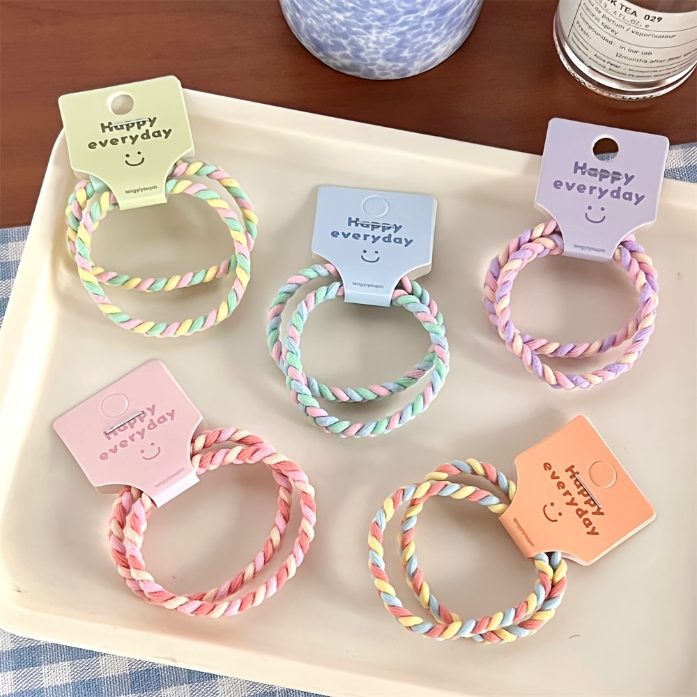 

5pcs Colorful Elastic Hair Ties Non Slip Ponytail Holders Trendy Hair Loops For Women And Daily Use