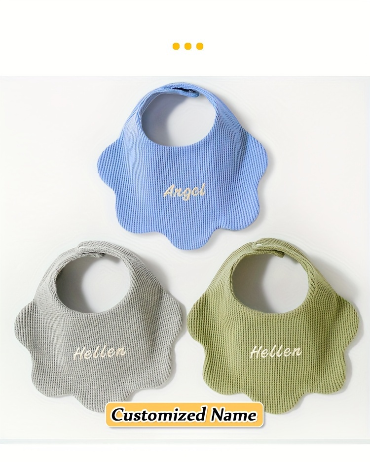 personalized customization customized name 3 packs pure cotton bibs baby bibs soft and breathable strong water absorption natural material adjustable snaps personalized name birth gift holiday gift details 11