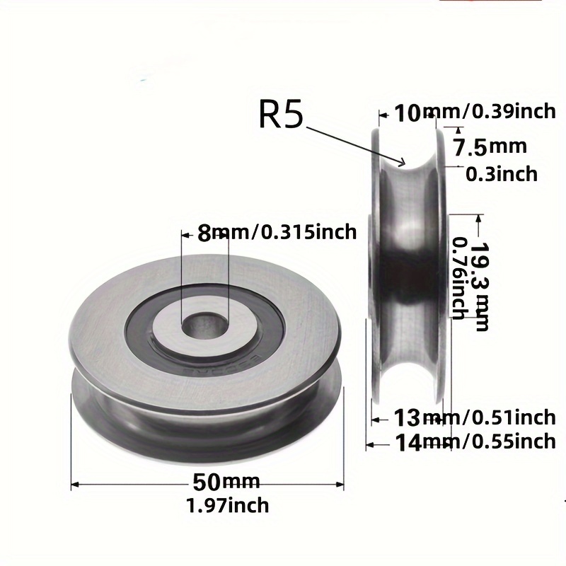 8mm Bore U Rolling Wheel Gate Wheels For Slide Gate Heavy Duty Roller Pulley With Bearings Rigid Caster Sliding Door Roller Replacement