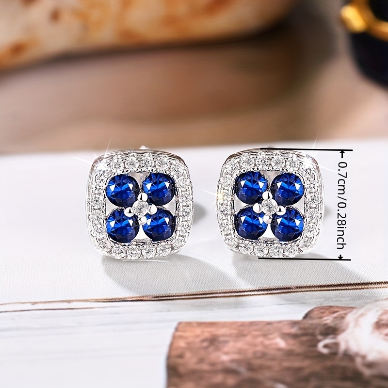 Square Drop Earrings with Cubic Zirconia, Perfect for Engagements & Parties