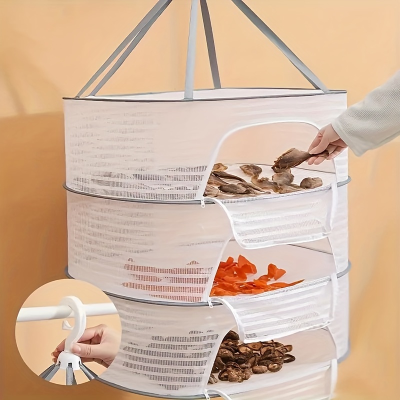 1 layer herb drying rack polyurethane hanging storage non waterproof multipurpose drying bag for herbs fruits vegetables fish clothes and toys with unique closure system details 0