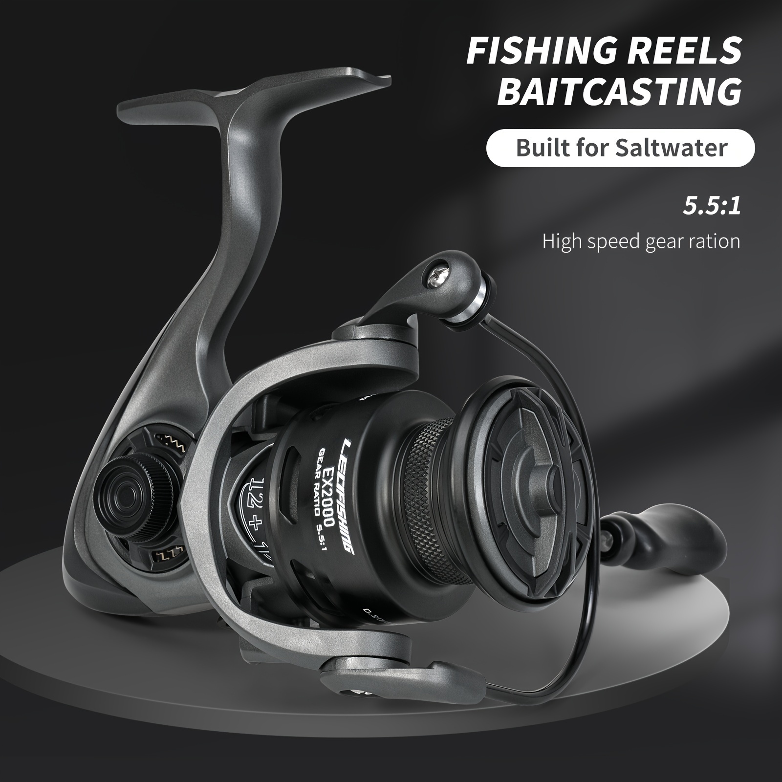 

Aluminum Fishing Reel For Saltwater & Freshwater - Leofishing 5.5:1 Gear , 18lbs Max Drag, & Powerful, Cnc Aluminum Spool, Sealed Components - Black