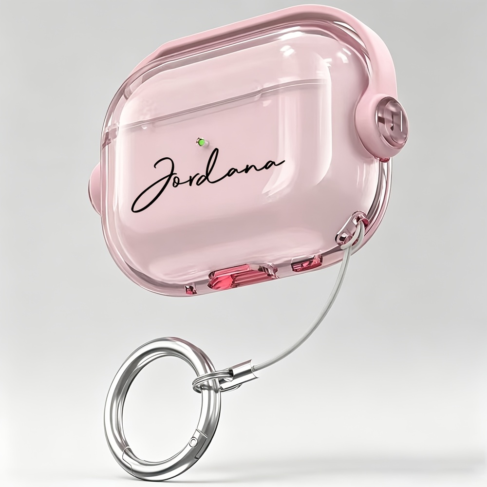 TEMU Customizable Uv Printed Diy Name Personalized Transparent Earphone Case Compatible With For Airpods 1/2 3 4 Pro/ Pro3 Soft Tpu&kickstand