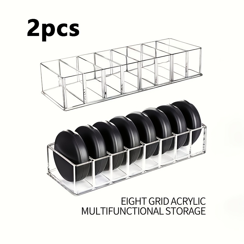 2pcs Cosmetic Organizer, 8-compartment Desktop Storage Rack, Acrylic Makeup Storage Box, Suitable For Lipsticks And Powder , Ideal For Home Use, Portable Transparent Desktop Design