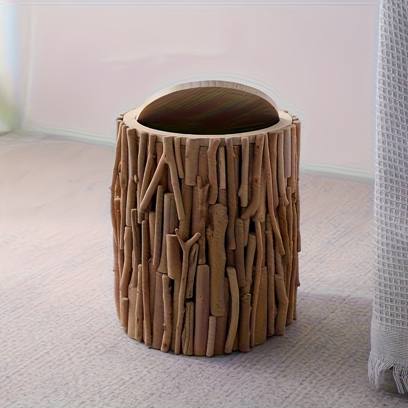 [Stay Slow Life] Purely Handmade Nordic Style Ins Popular Trash Can, Solid Wood Household Living Room Japanese Style Easy Bedroom Office Creative High Paper Basket, Creative Trash Can, Exquisite Workmanship, Very Beautiful, Really Beautiful