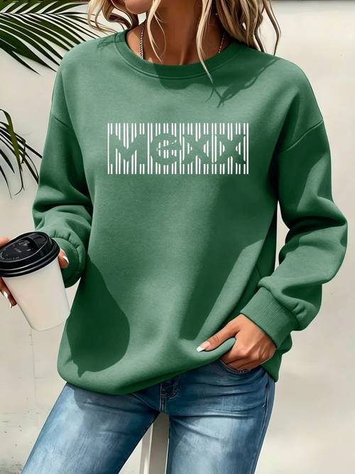 imagen del artículo sudadera de cuello para mujer de otoño/invierno con estampado de rayas y de moda, diseño , tela cómoda para uso casual