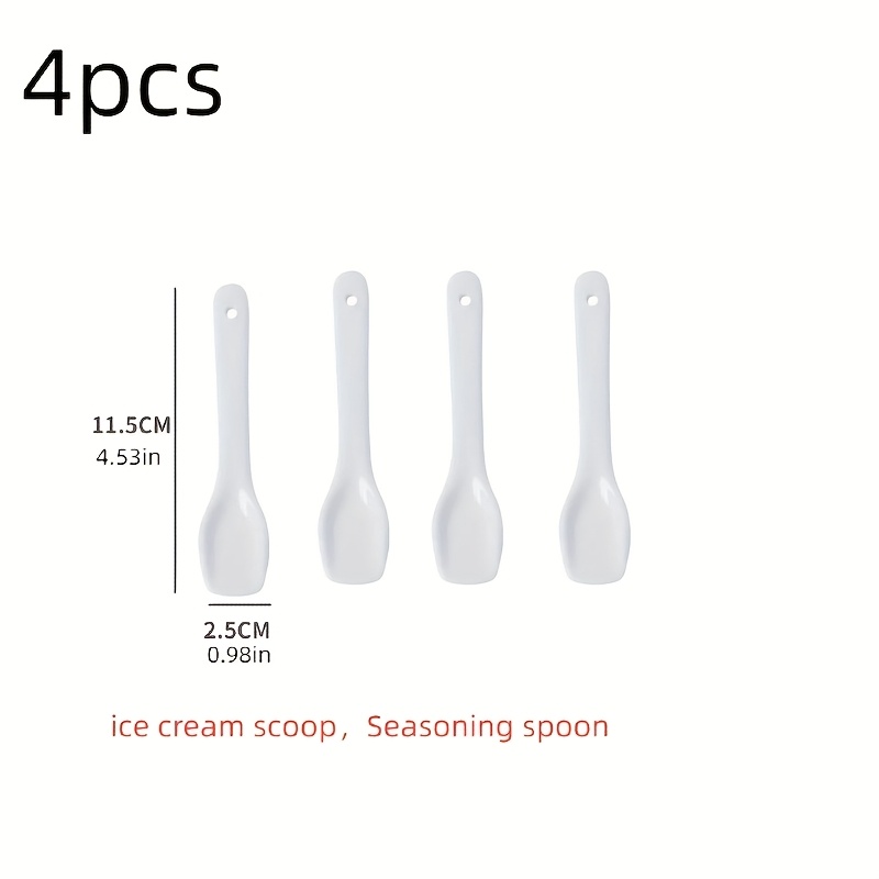 Image of Set Of Ceramic Spoons For Coffee, Including Porcelain Spoons For Soft-boiled Eggs, Desserts, And More - Dishwasher Safe, Ideal For Tea, Yogurt, Sauces, And Ice Cream, In A Pack Of 4