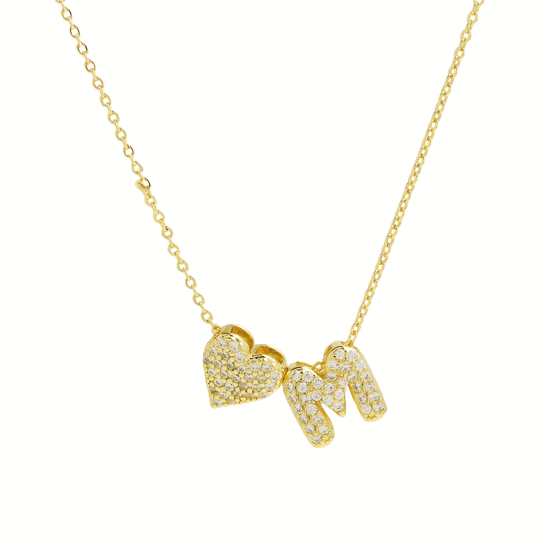 1pc Hot Cubic Zirconia Balloon Bubble 26 English Letter Charm Name Necklace For Women Personalized Jewelry
