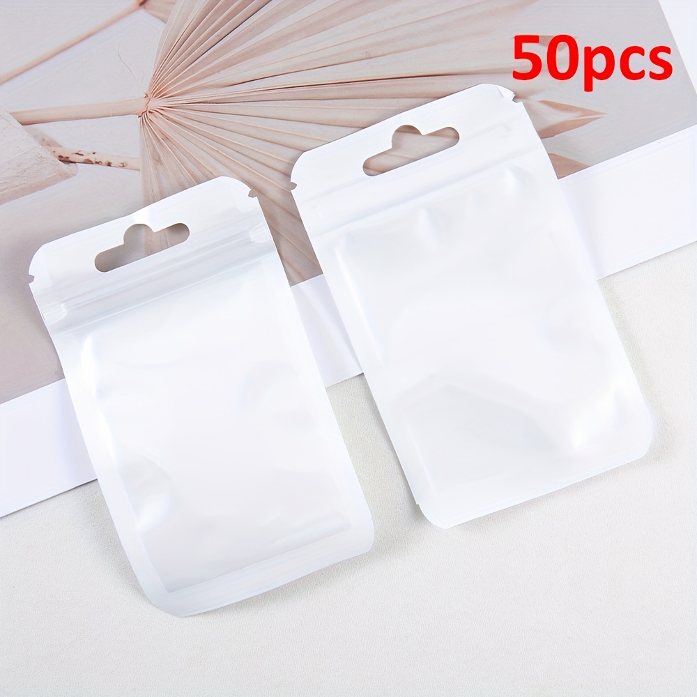 TEMU 50pcs Mingxuan Macaron Color Resealable Plastic Bags With Transparent Window - Jewelry Gift Packaging For Necklaces, Earrings, Trinkets - Pastel