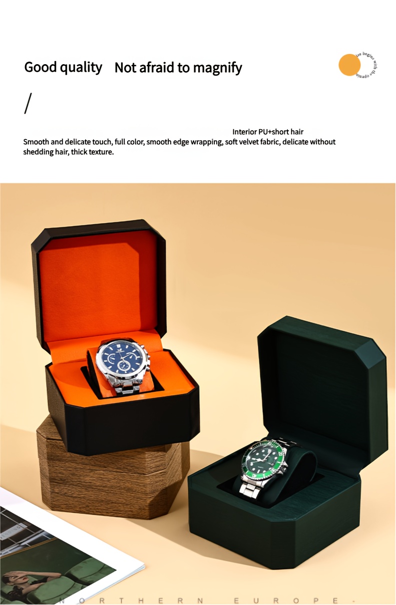 Elegante Estuche de Cuero Falso Octagonal - Perfecto para el Día de San Valentín, Organizador de Almacenamiento de Joyería y Relojes de Lujo, Ideal Regalo para Hombres y Mujeres, Estuches de Joyería