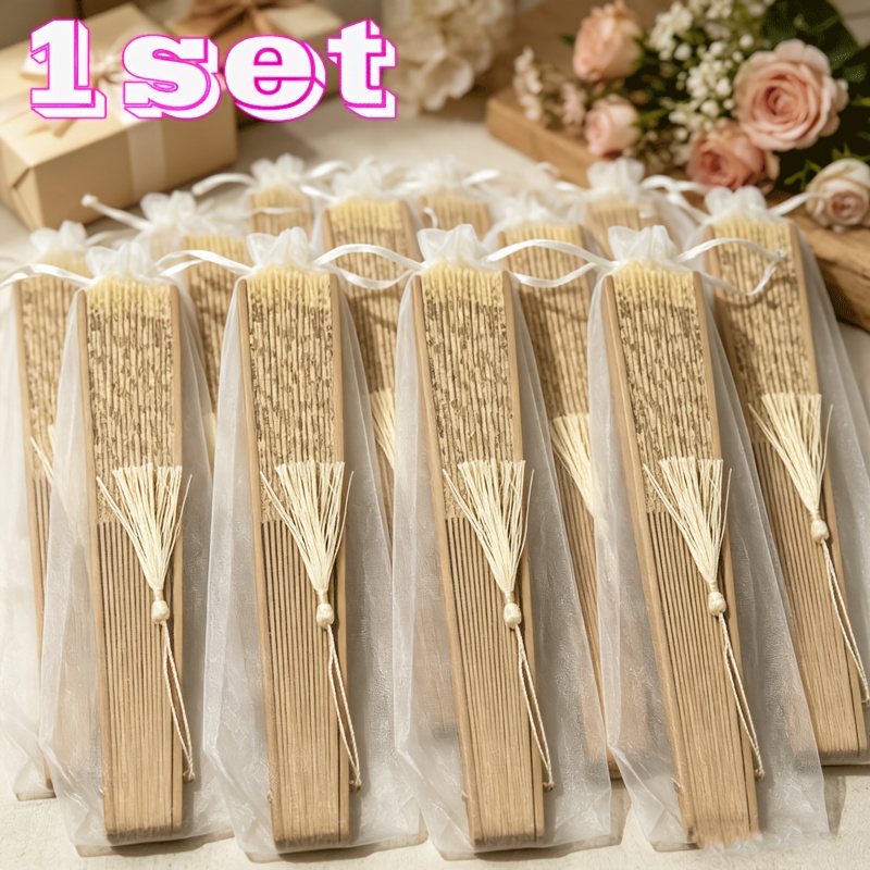 TEMU Pieghevole Personalizzato Vintage in Pizzo Beige con in Legno e Nappe - /Iniziali/Testo per Bomboniere di Nozze, Regali per Damigelle, Regali di