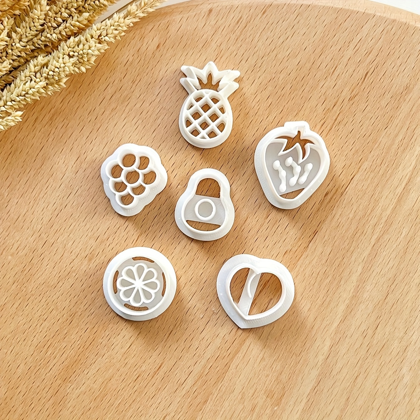 TEMU 6pcs Mini Fruits Clay Earring Cutters Set For Polymer Clay Jewelry Making, Summer Polymer Clay Cutters For Stud Earrings, Polymer Clay Earring