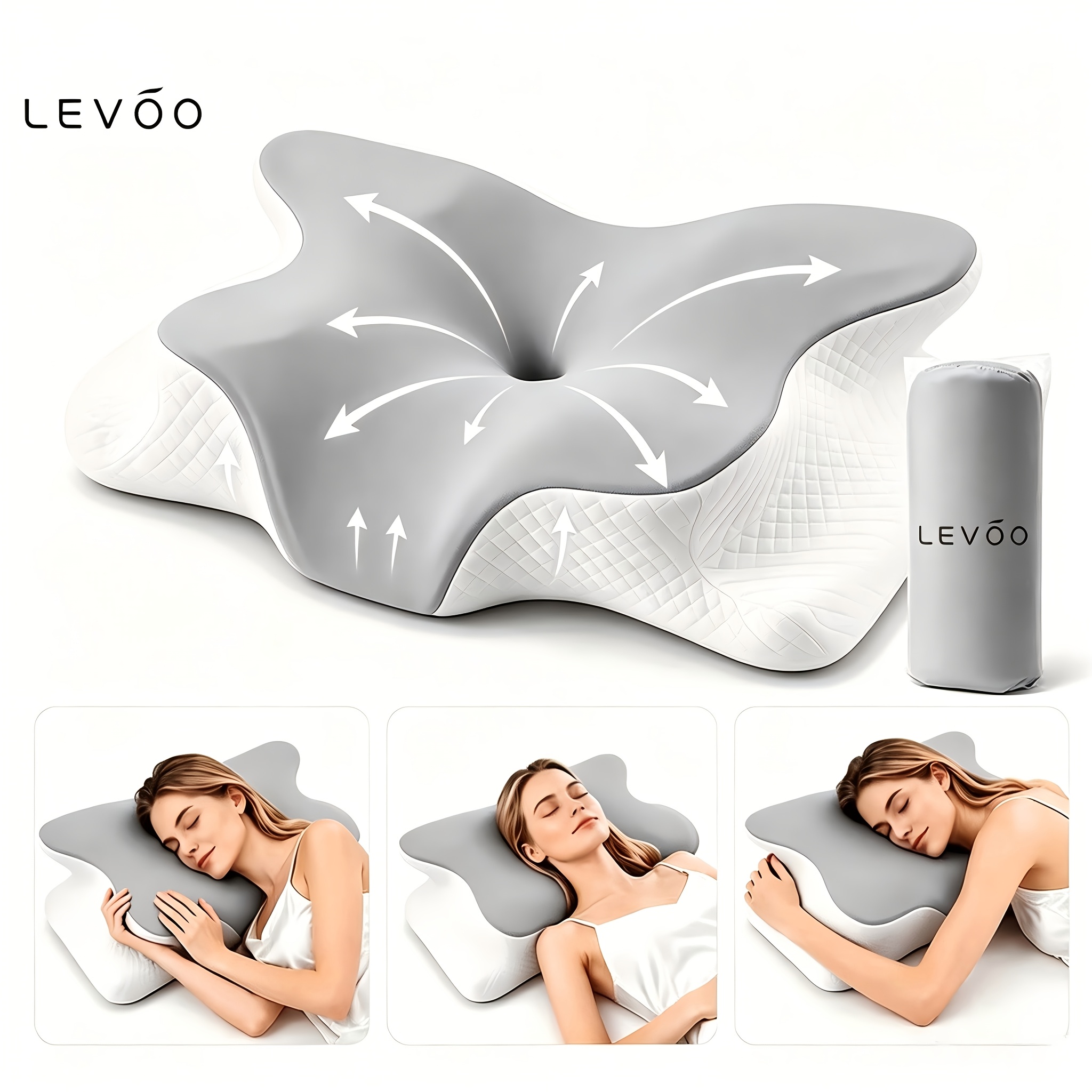 TEMU 1/2pcs Pillow, Cervical Neck Pillow, Pillow, Cooling Cervical Pillow, Memory Foam Pillow, Pillow, Side And Back Sleeper Pillow, Ergonomic Neck